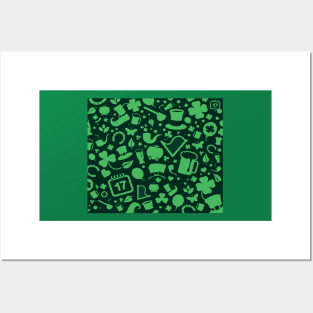 St Patrick's Day Green Elements St. Patricks day clover pattern Posters and Art